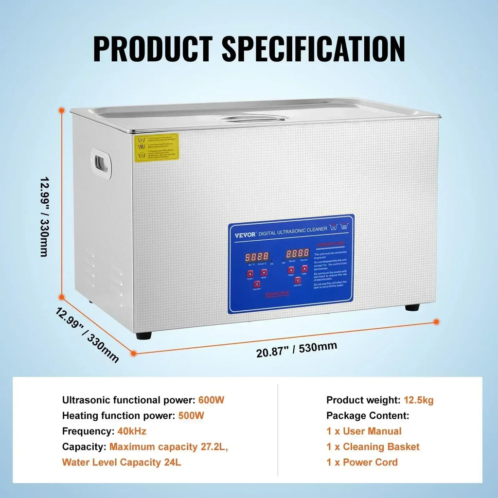 VEVOR 1.3L 2L 3L 6L 10L 15L 22L 30L Ultrasonic Cleaner Lave-Dishes Portable Washing Machine Diswasher Ultrasound Home Appliances