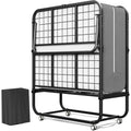 Folding Bed with 5 Inch Mattress, 75” x 38” Portable Rollaway Bed with Memory Mattress and Metal Frame for Adults,Guest