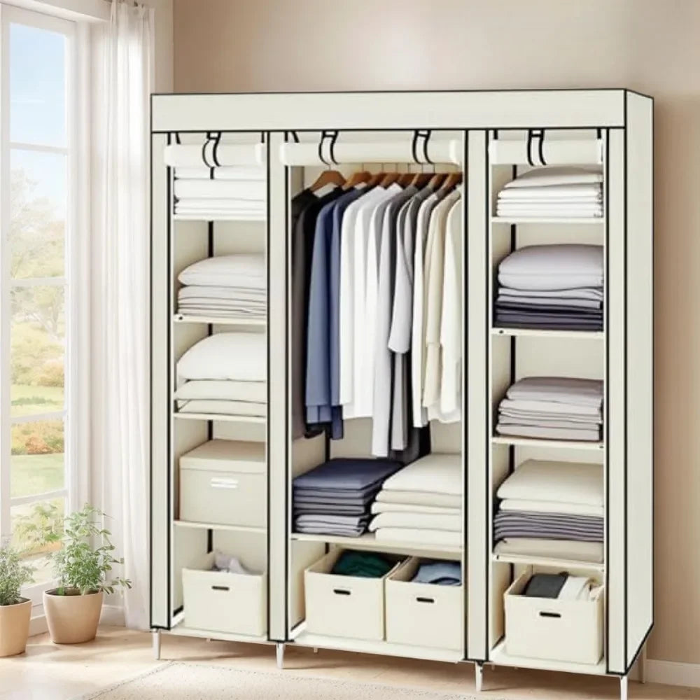Portable Closet, Wardrobe Closets Organizer with Cover, Portable Closet with Zipper, Cloth Wardrobe