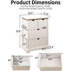 White Nightstand with 4 Drawers, Modern Bedside Table with Storage, Wooden Dresser for Bedroom, Night Stand with Drawers, Sturdy