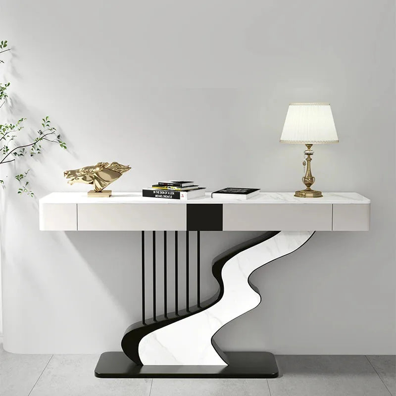 Nordic designer Fashion Wall Hall Porch Decorative Cabinet Semi-circular Slate Console Tables for Living Room Entrance Furniture