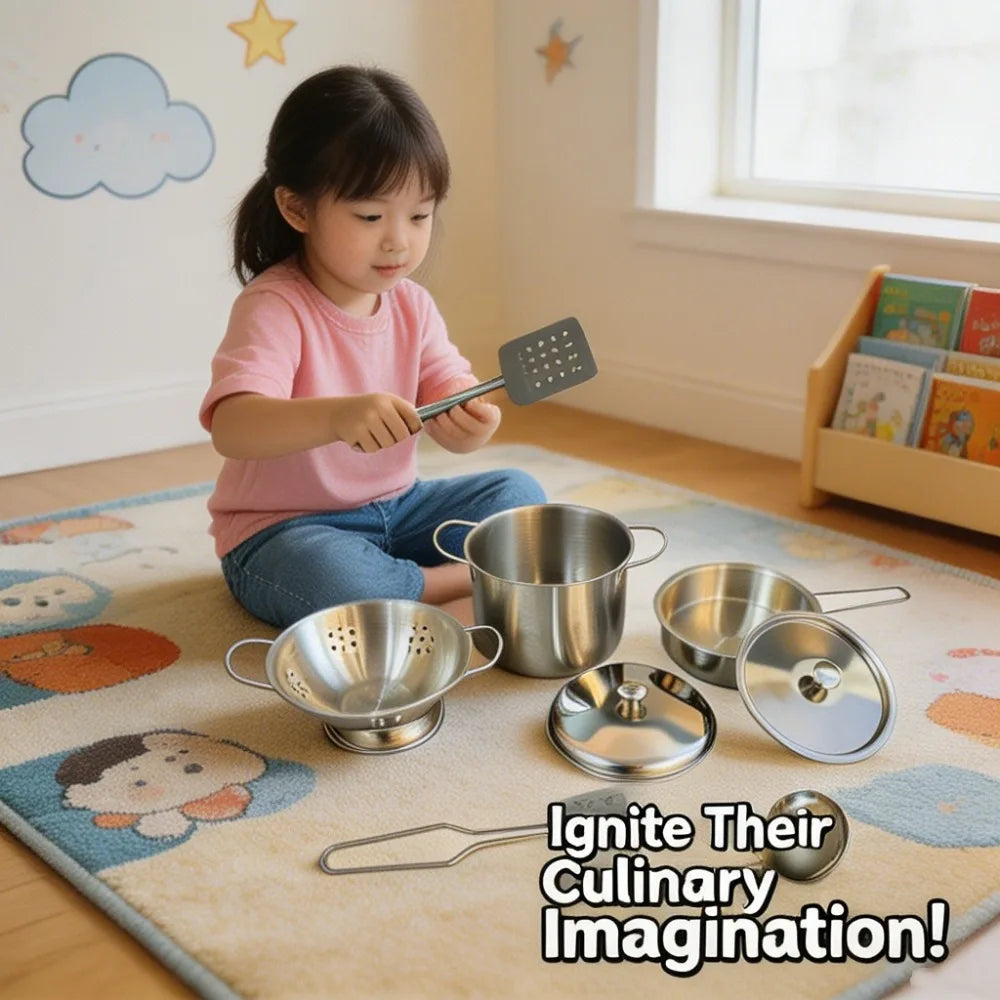 Mini Stainless Steel Kitchen Toy, Small Toy House Cooking Utensil Set, Children's Puzzle Kitchen Experience Toy