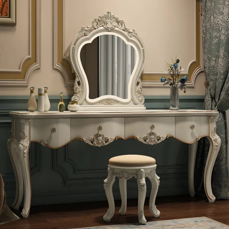 Luxury Nordic Dressing Table Mirror Vintage Bedroom Make Up Dresser Table Drawer Storage Vanity Tocador De Maquillaje Furniture