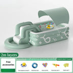 Summer family outdoor thickened inflatable swimming pool, float boat with sunshade, slide, family oversized water toys