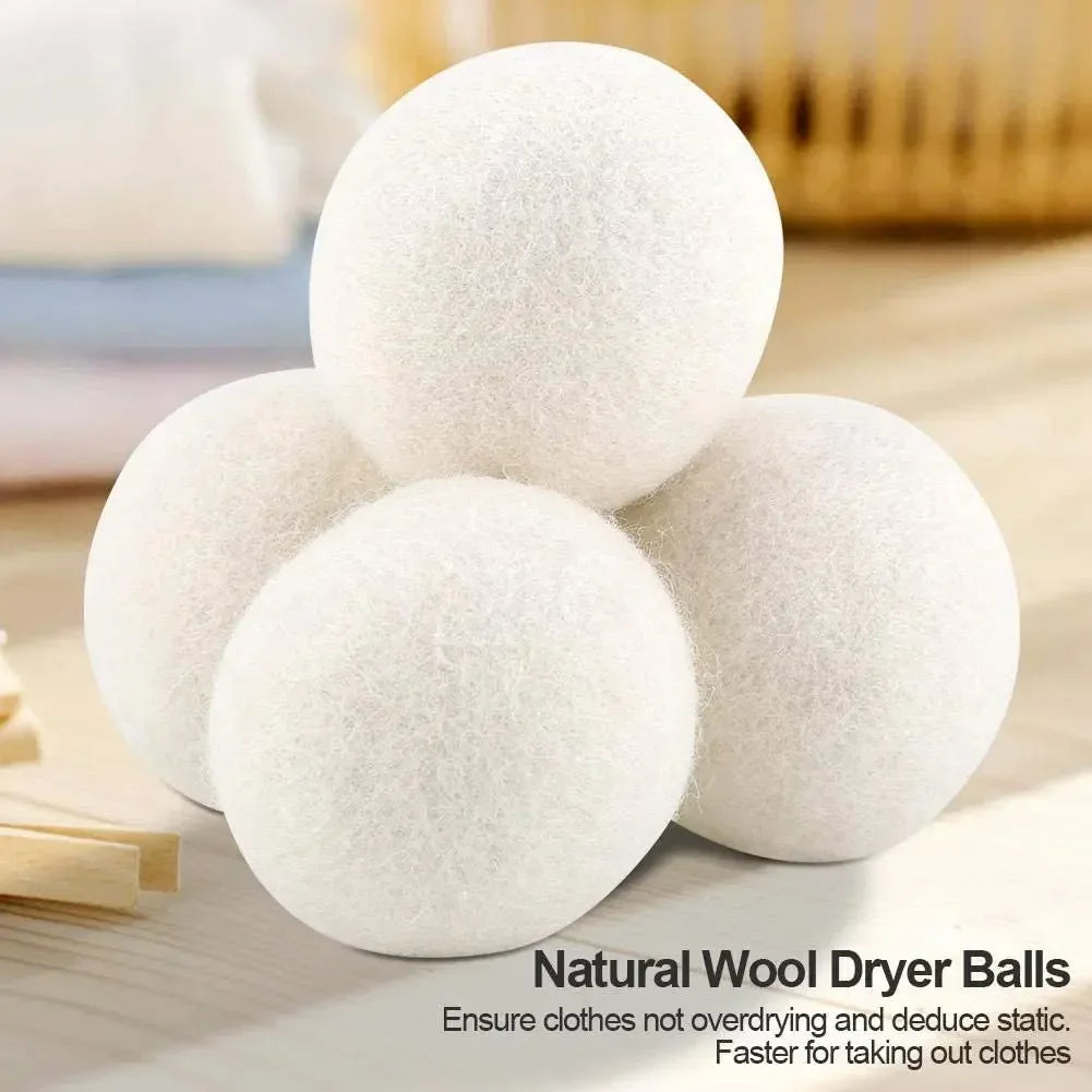 6pcs Dryer Balls Fabric Softening Handmade Reusable Organic Wool Laundry Balls Reduce Drying Time Wrinkles Free with No Bad Odor