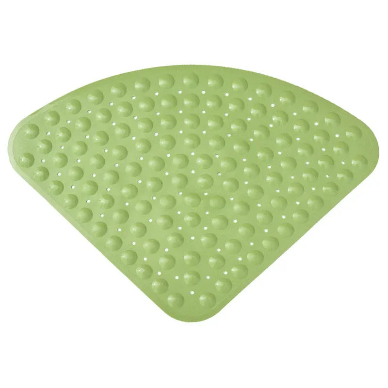 Washable Corner Shower Carpet Floor Mat Toilet PVC Shower Mat  Fan-shaped Suction Cup Anti-slip Pad Cushion