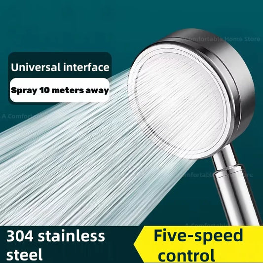 High Pressure 304 Stainless Steel Handheld Shower Head 5 Modes Adjustable Shower Heads Water Saving Spa Shower Head 2025