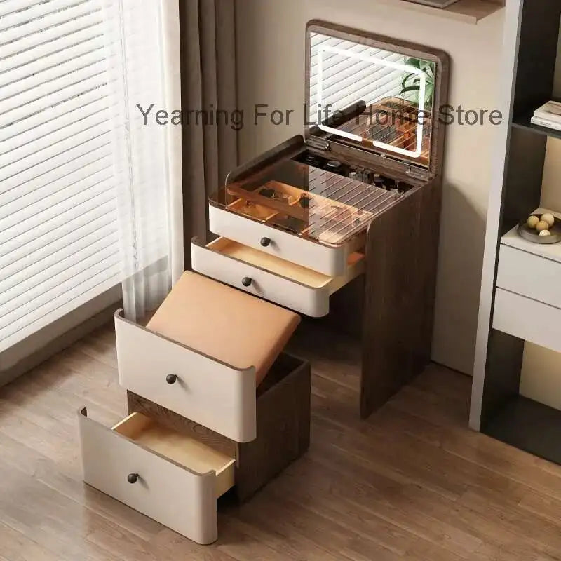 Mini Nail Vanity Table Small Storage Makeup Chair Desk Dressing Table Women Bedside Girl Tall Mesa De Maquillaje Home Furniture
