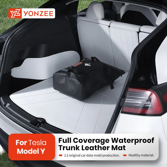 YZ High Quality Leather Trunk Mat For Tesla Model Y  Custom Full Cover Mats Water Proof Protection Car Accessories 2017-2024