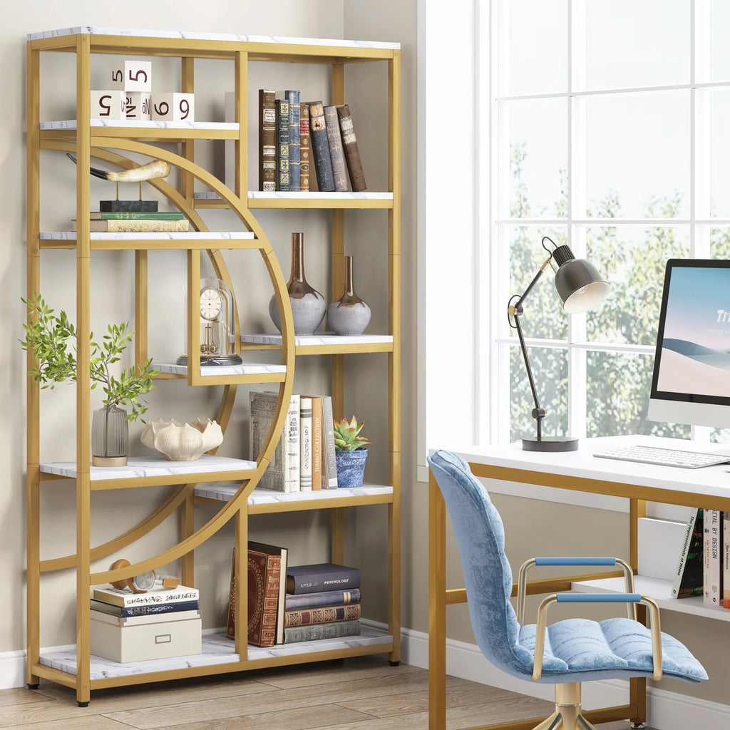Tribesigns Bookshelf Industrial 5 Tier Etagere Bookcase, Freestanding Tall Bookshelves Display Shelf Storage Organizer
