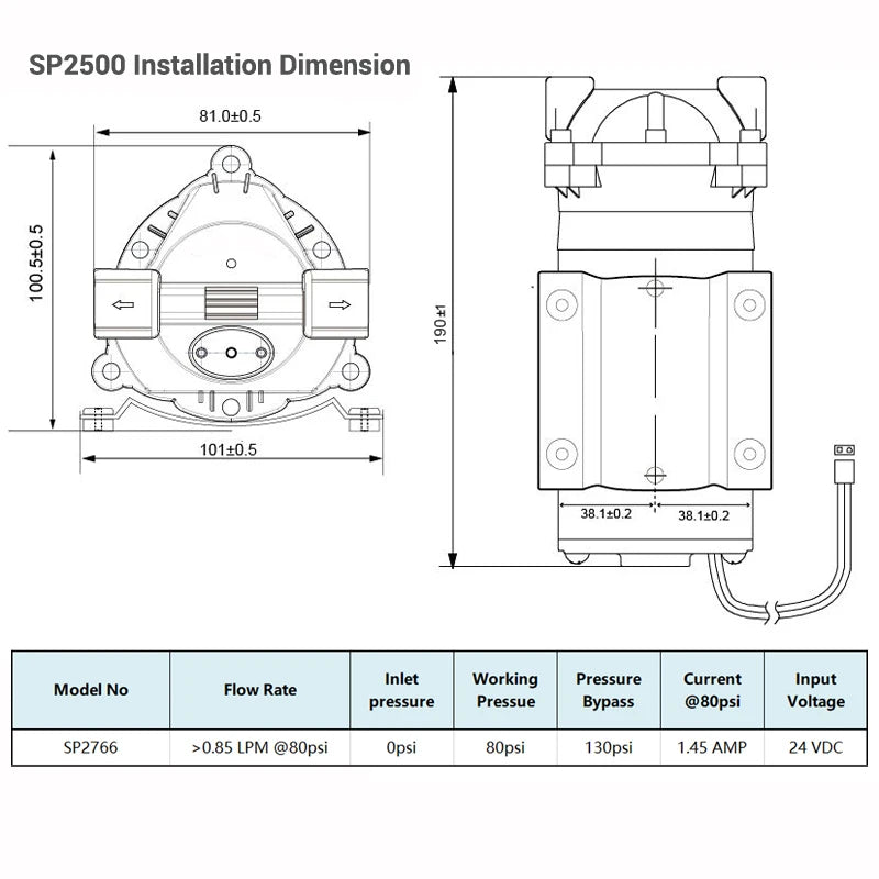 100 GPD Self Priming RO Water Booster Pump in Reverse Osmosis System SP2600