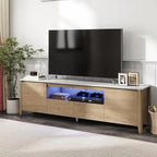Modern TV Stand LED Lights Storage Space Entertainment Center Gaming Living Room Cabinet 70 inch 80 inch TV Lighted Coffee Table