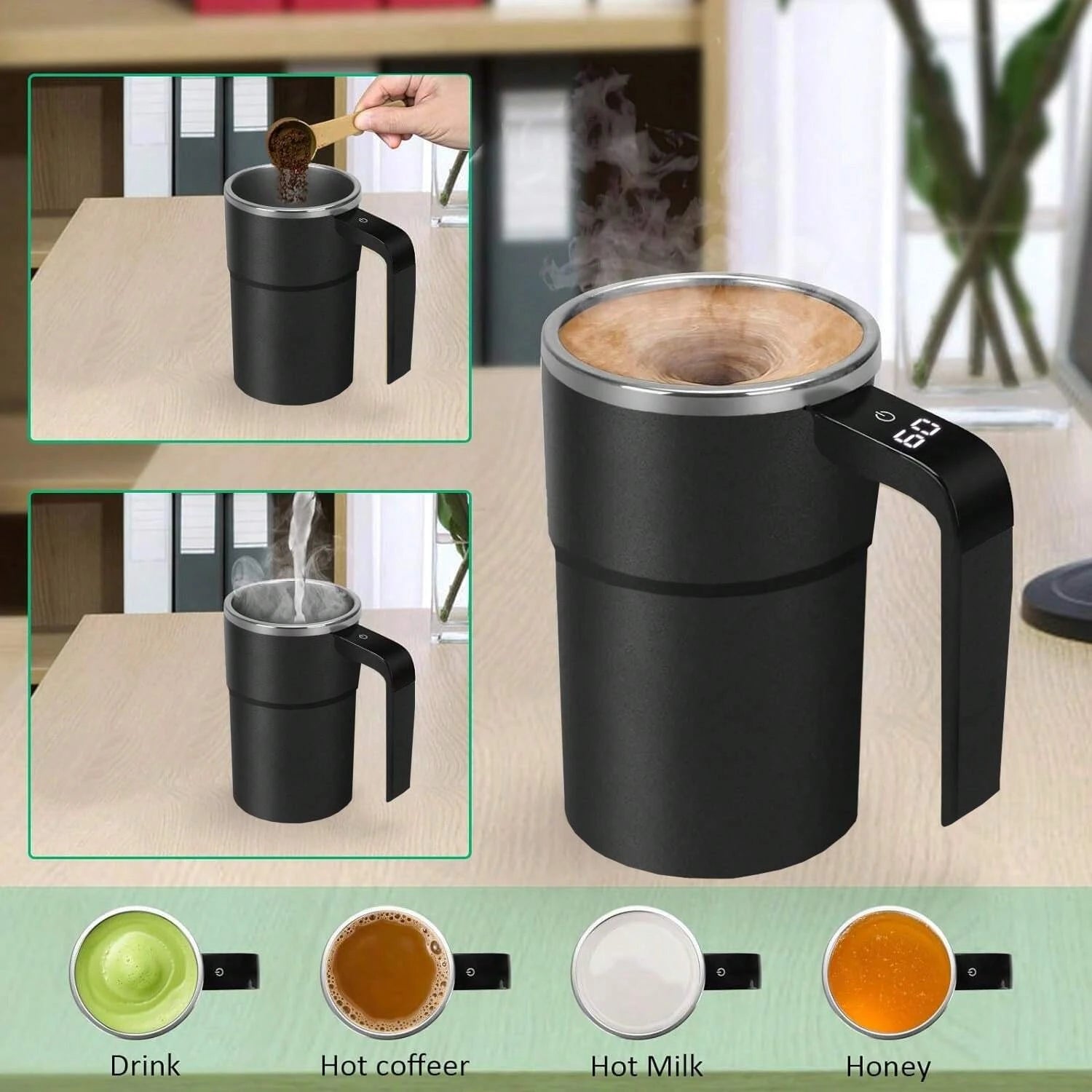 New USB Rechargeable Automatic Magnetic Cup Electric Coffee Milk Self Mixing Mug Home IP67 Waterproof Food Safe 380ML Coffee Mug