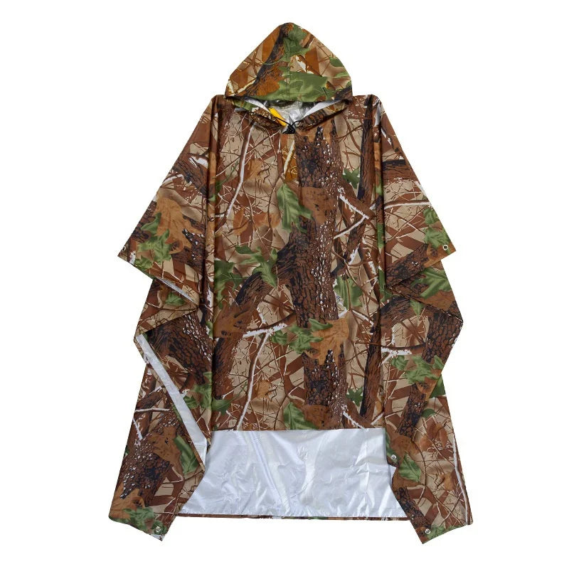 3-in-1 Multifunction Travel Waterproof Poncho Outdoors Rain Coat Shelter Camping Mat Backpack Cover Women Men Raincoat
