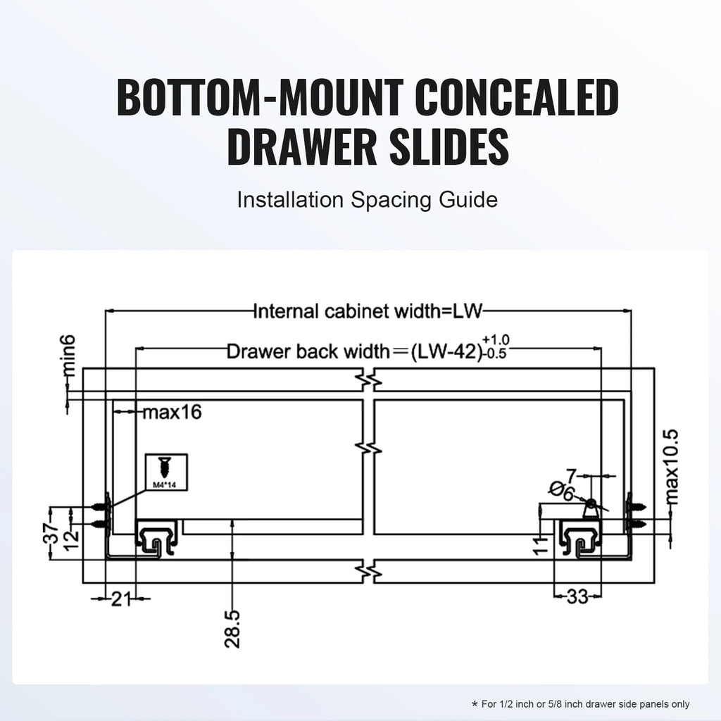 SucceBuy Drawer Side Mount Rails Heavy Duty Full Ball Bearing Extension Steel Track Soft-Close Noiseless Guide Glides 100Lbs