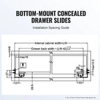 SucceBuy Drawer Side Mount Rails Heavy Duty Full Ball Bearing Extension Steel Track Soft-Close Noiseless Guide Glides 100Lbs