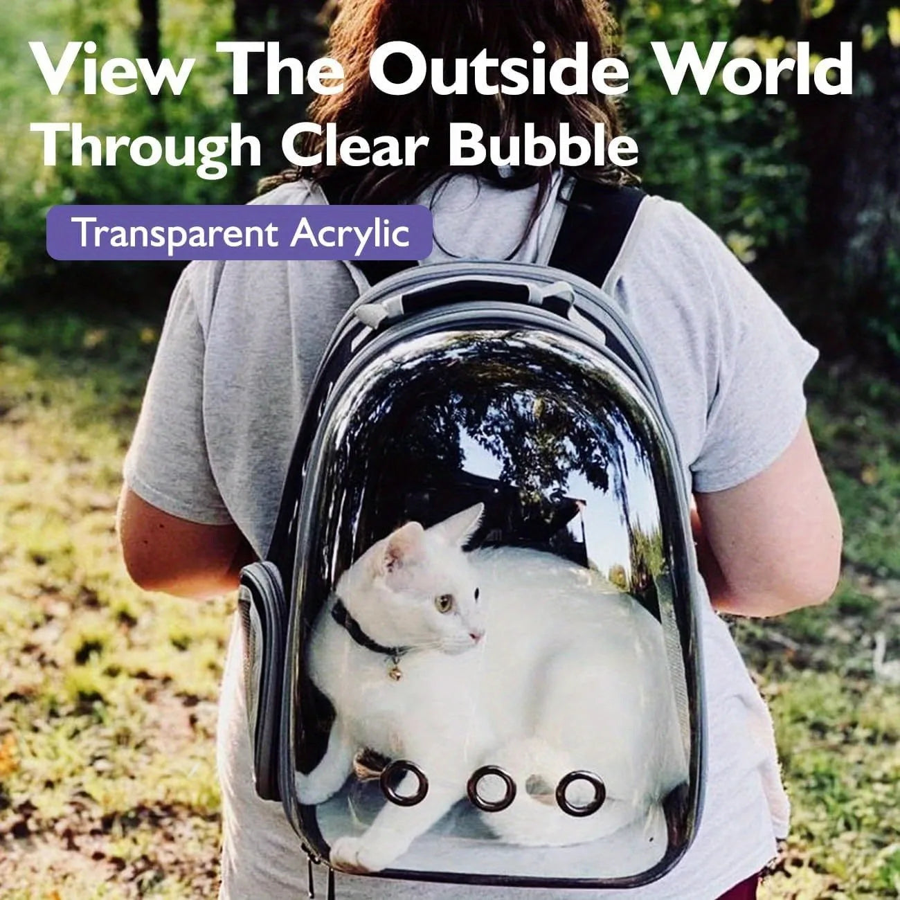 Transparent Pet Backpack Carrier - Bubble Space Capsule, Breathable Travel Bag for Small Medium Dogs Cats | AlluCanFind