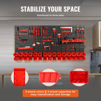 VEVOR Wall Mounted Storage Bins 30/48-Bin Parts Rack Organizer Garage with Wall Panels Hooks Plastic Shop Tool for Screw Nails