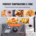 SucceBuy 12L 3000W Commercial Electric Deep Fryer w/Dual Tanks  Stainless Steel Countertop Fryer for Fried Chicken French Fries