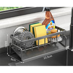Stainless Steel Kitchen Sink Organizer | Sponge & Soap Storage | Faucet Holder & Towel Rack | Drain Rack with Shelf | Kitchen Ac