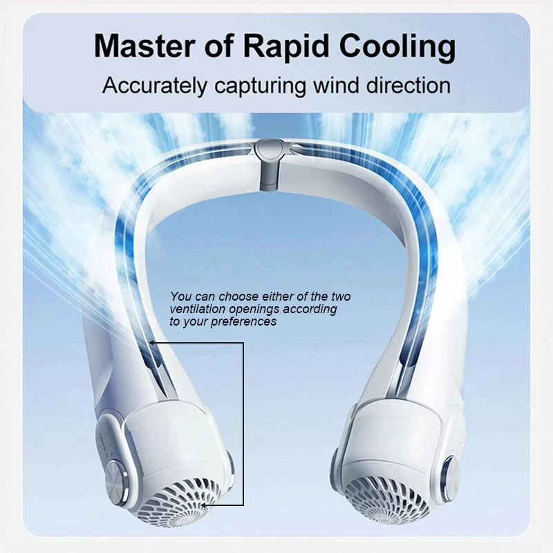 Portable Neck Mounted Fan, USB Charging, Adjustable Bladeless Turbine