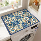Washing Machine Dust Cover Retro Style Wash Machine Cover Oven Microwave Refrigerator Top Protector Mat Absorbent Pad LAVIE LIFE