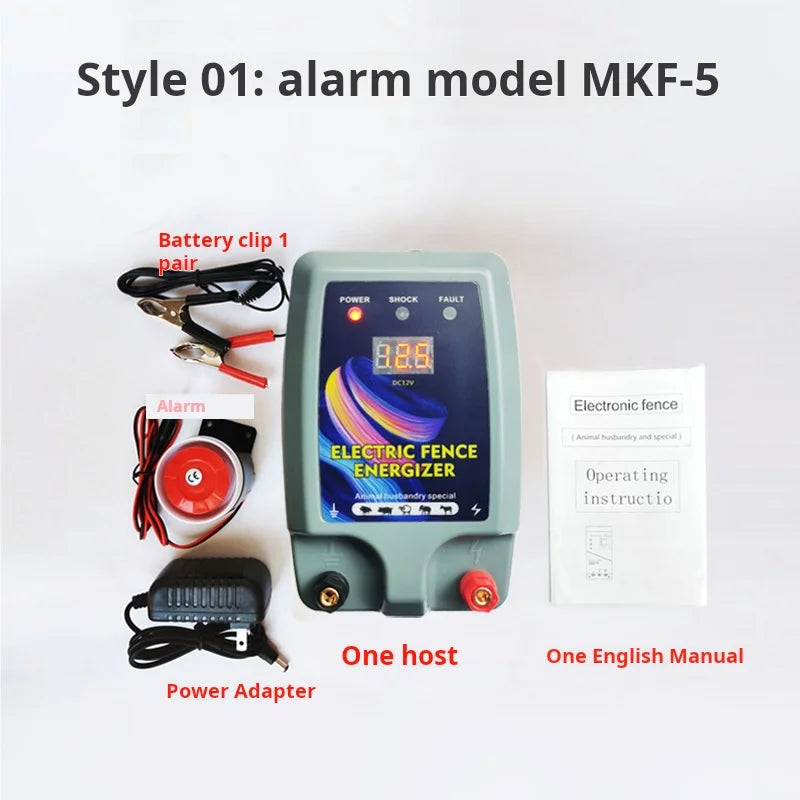 5KM Electric Fence Energizer 12V 2A for Animals Cattle Sheep Horse Chicken Farm Livestock 1.5 Joules Pulse Controller Device