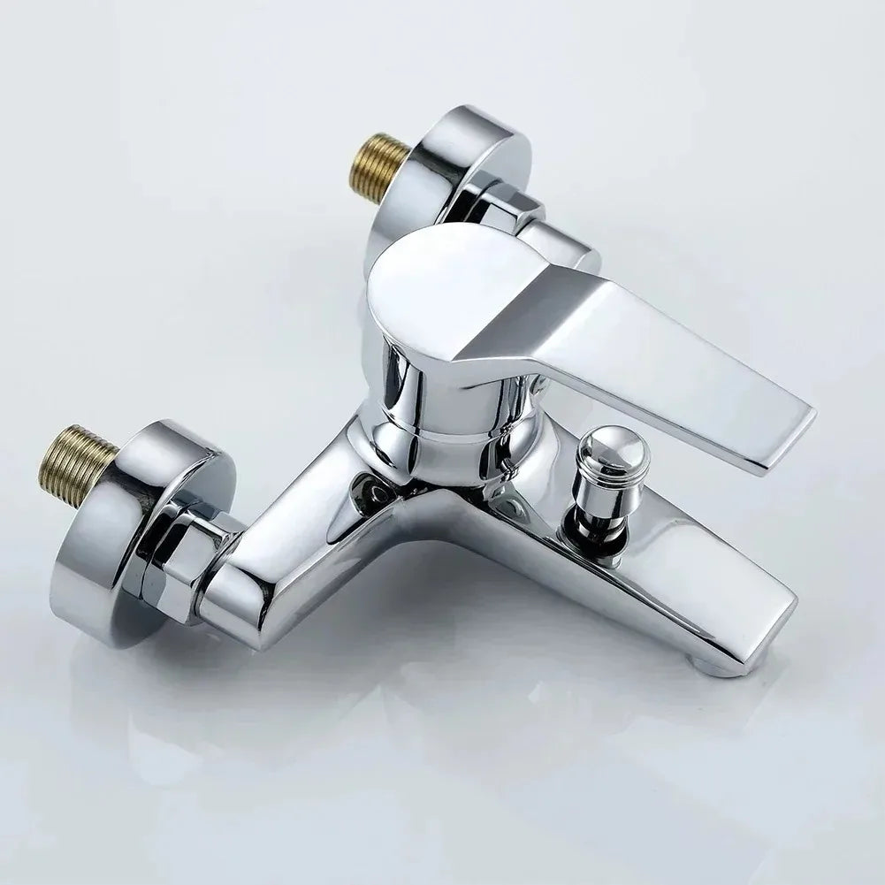 Zinc alloy Basin Faucets Chrome Wall Mounted Hot Cold Water Mixer Tap Dual Spout Single Handle For Bathroom Shower Basin
