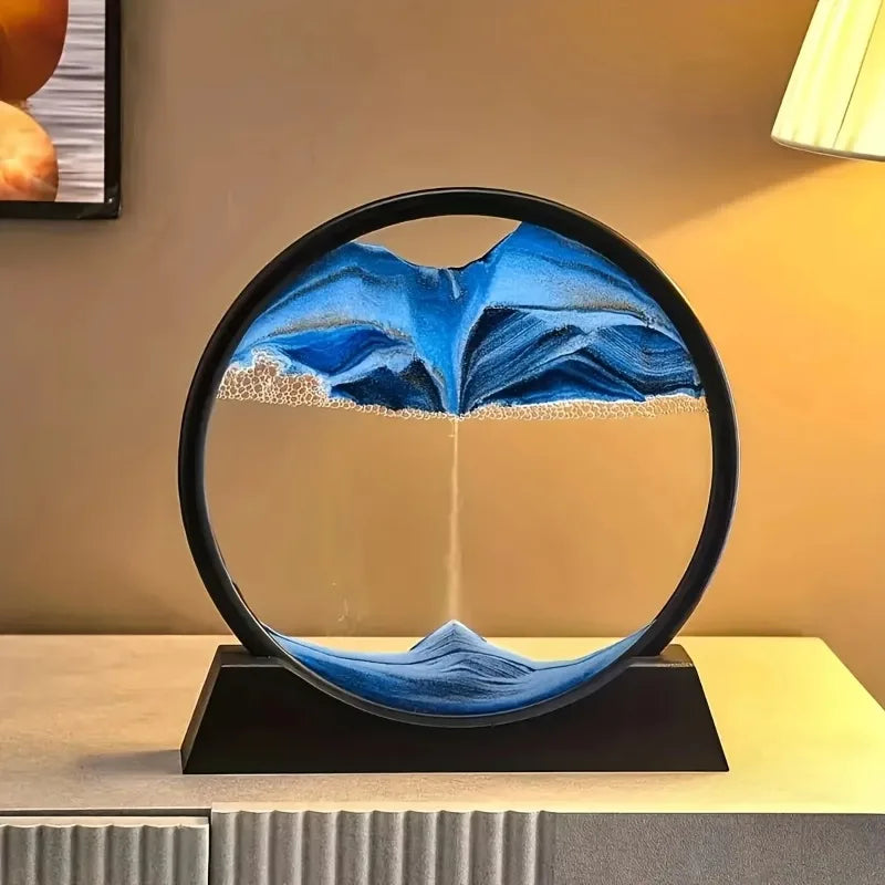 Dynamic flowing sand desktop decoration glass dome, Zen inspired multi-color sand scenery, suitable for home office meditation