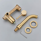 Bathroom Basin Faucet Brushed Golden Concealed Wall Mounted Faucet Tap 360 Rotation Single Handle Hot Cold Water Bath Mixer Tap