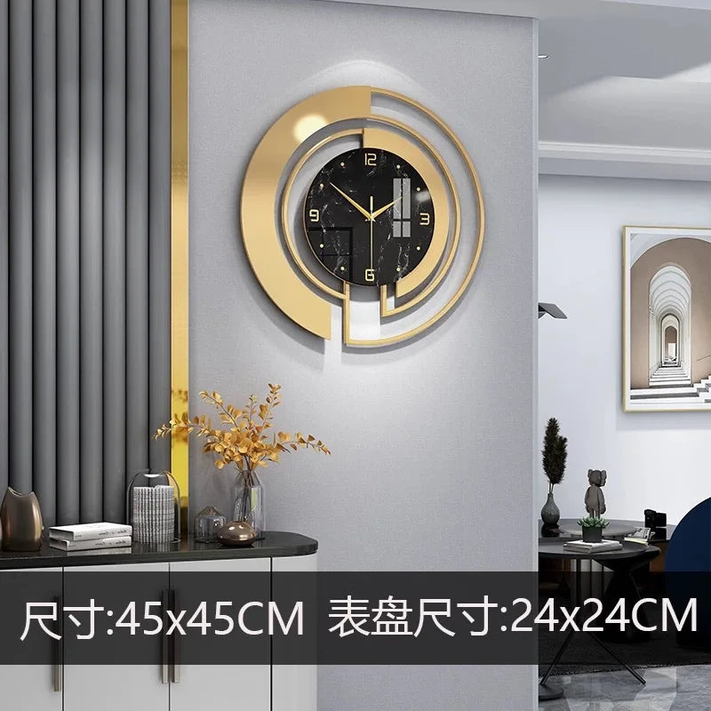 Nordic Light Luxury Metal Wall Clock Fashion Design Large Home Decoration Pendant Clock Hotel Living Room Wall Hanging Clock