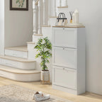 Homcom Hallway Shoe Rack Furniture with 3 Folding Drawers 60X23.5X115Cm White