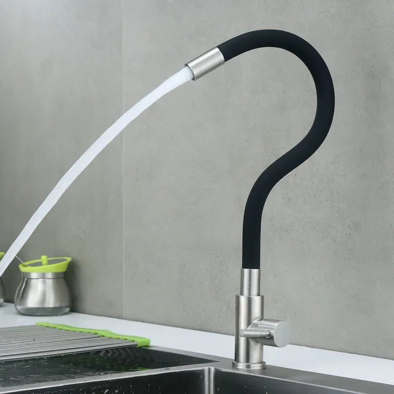 Colorful Tube Silicone Kitchen Sink Faucet Universal Single Cold Water Tap 360Degree Rotating Flexible Hose Basin Tap Deck Mount