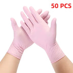 20/50/100PCS Pink Nitrile Gloves Disposable Powder Free Household Cleaning Gloves for Beauty Salon Tattoo Working Kitchen Gloves