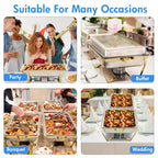 4 Pack 8QT Chafing Dish Buffet Set Stainless Steel Food Warmer Chafer Complete  Chafing Fuel Holder for Party Catering,
