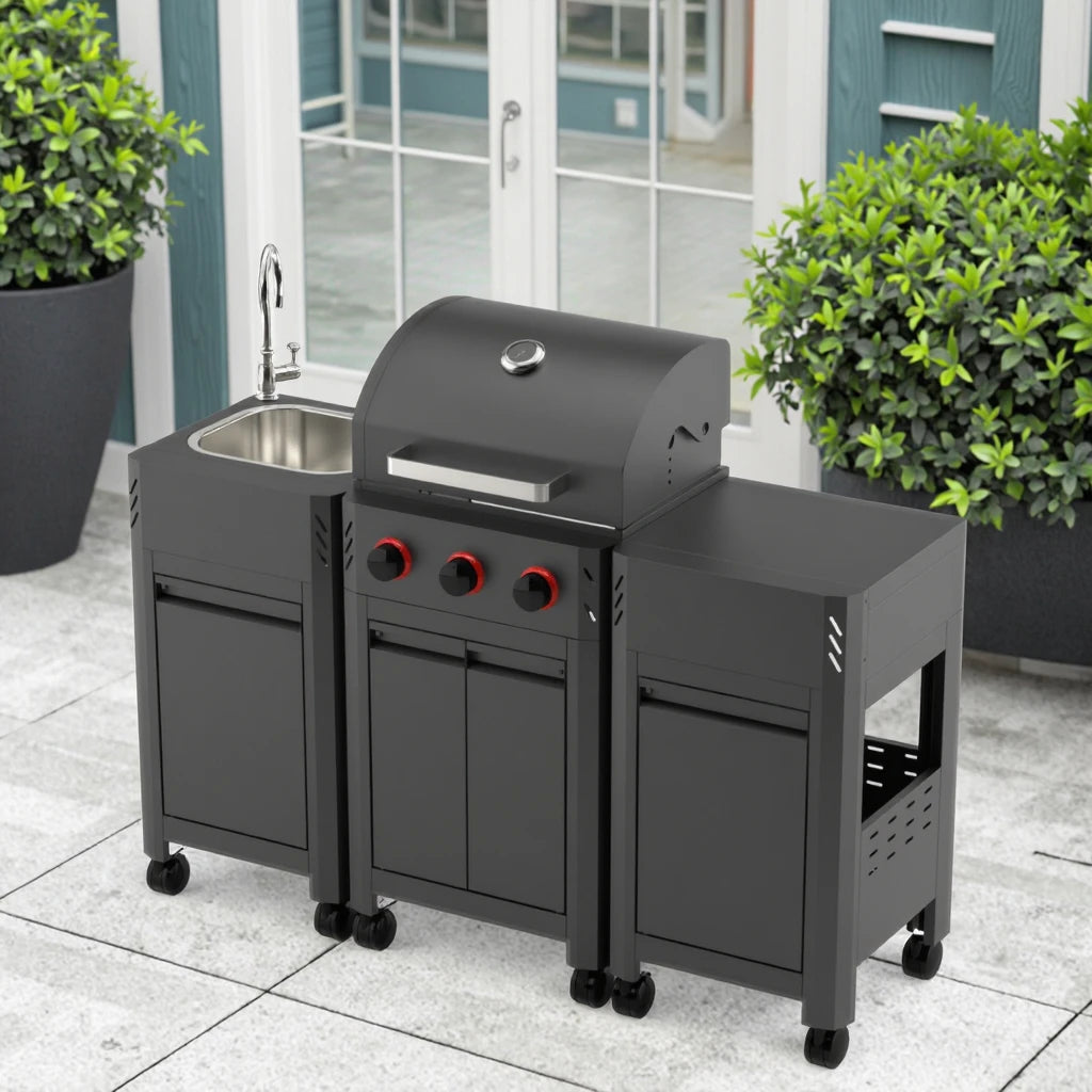 Stainless Steel BBQ Grill Modern Outdoor Kitchen  with Cabinet for Household Natural  Simple Outdoor Kitchen