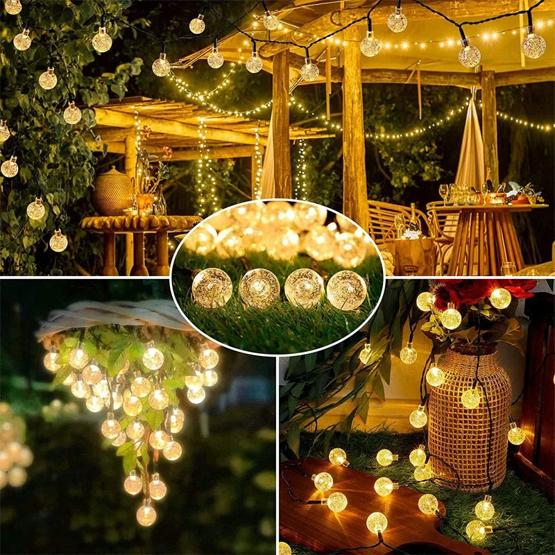 Outdoor LED Crystal Globe Light Solar Fairy Light Garden Light 5/7/12m Solar String Light for Christmas Wedding Party Decoration