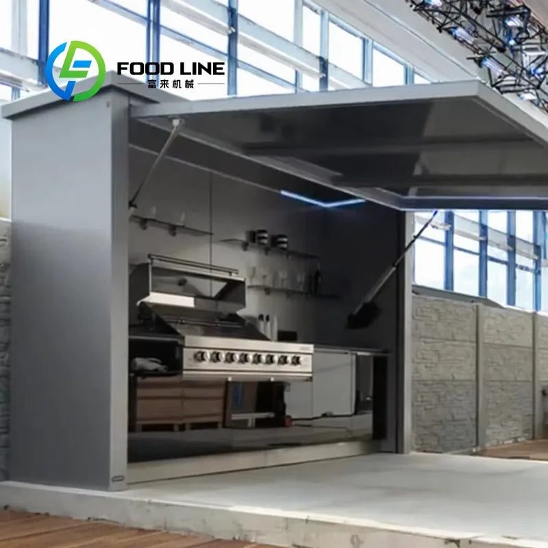 Customized Contemporary Modular Prefabricated Outdoor Mobile Kitchen Unit Wind Rain Resistant Storage Cabinet