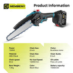 NEWBENY 8 Inch Brushless Electric Saw With Oiler Cordless Woodworking Garden Pruning Saw Power Tools For Makita 18V Battery Pin