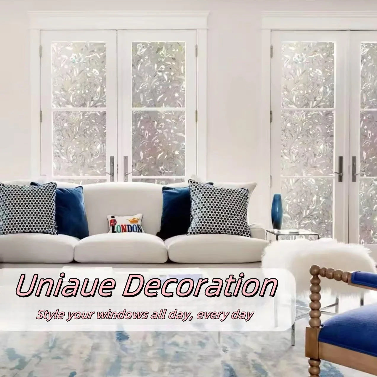 Window Privacy Rainbow Film Static Adhesive Adsorption Plastic 3D Decal Glass Door Insulation Uv Protection