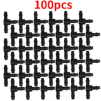 WUJIE 50PCS Plastic Barbed 3-Way TEE Connector for 4/7mm Tubing Watering Pipe Hose Couplings Micro Drip Irrigation Garden Tools