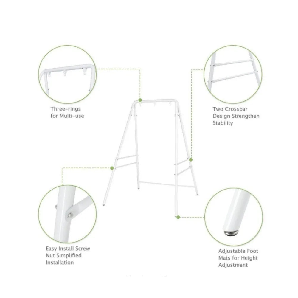 5.9 ft. Metal Hammock Stand in White for Hanging Chair, Outdoor Indoor Bedroom Patio Garden Balcony