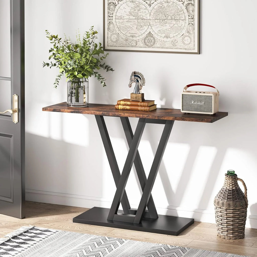 Console Table, Industrial Hallway Table for Entryway, 43 Inch Entryway Tables Narrow Sofa Table for Living Room, Rustic Brown