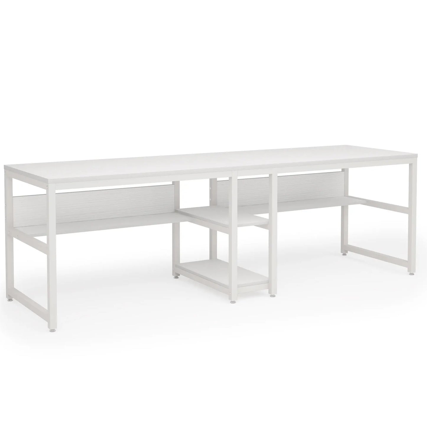 Two Person Desk with Bookshelf, 78.7" Double Computer Desk, Rustic Home Office Workstation Table | AlluCanFind