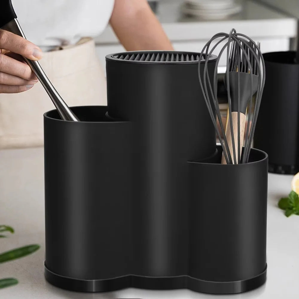 Kitchen Organizer Rack Universal Knives Holder Plastic 2/3 Grid Kitchenware Drain Rack Black/White Flatware Storage Box Fork