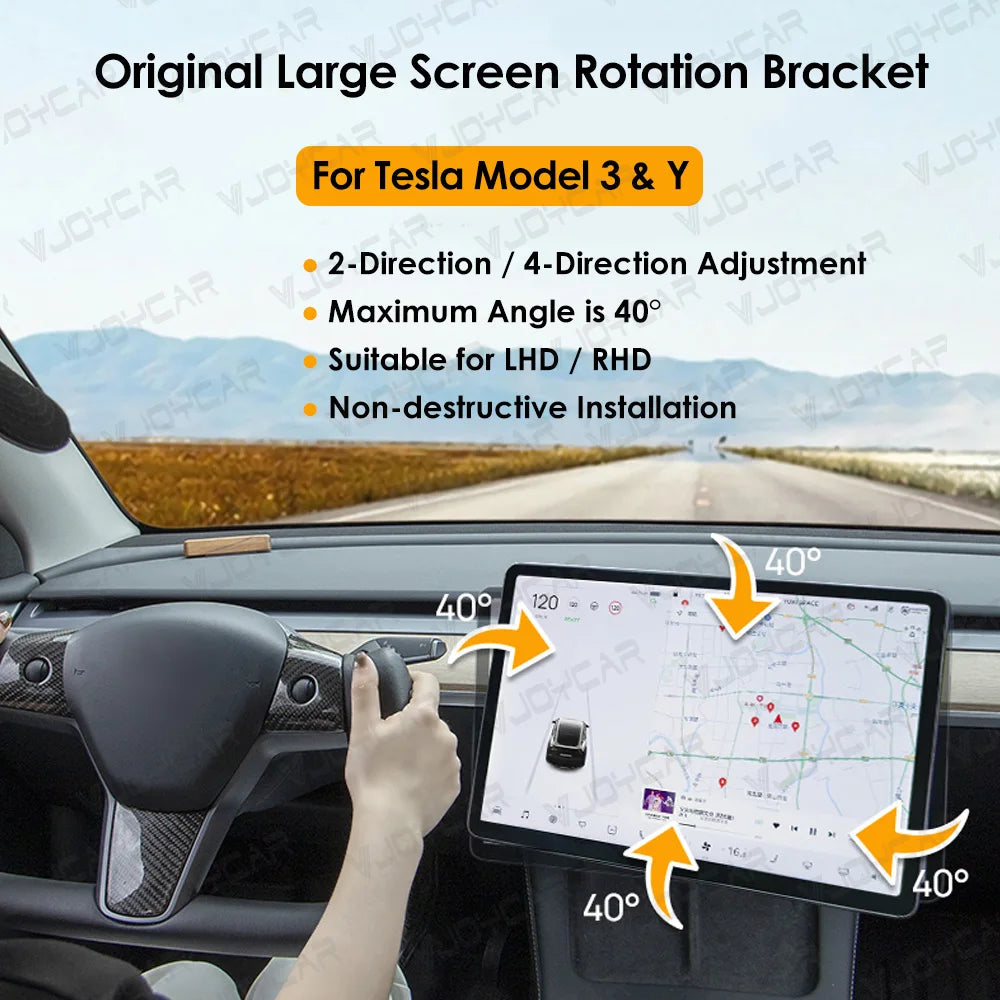 New Reliable for Tesla Screen Rotation Bracket Model 3 Y Accessories GPS Navigation Rotating Holder 4-Direction Swivel Mount Kit