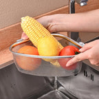 Kitchen Sink Strainer Basket, Stainless Steel Triangular Sink Strainer Corner Sink Rack Collect Food Scraps Washing Basket