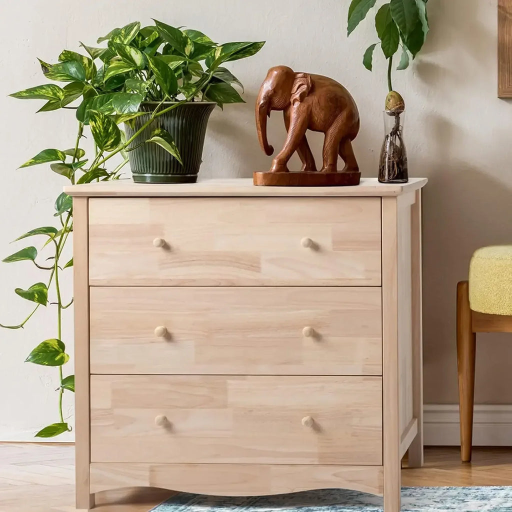 3 Drawer Dresser with Spacious Storage Natural Solid Wood Dresser, Farmhouse Dresser for Bedroom bedroom furniture