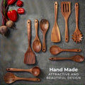 10PCS Natural Wooden Cooking Utensils Kit - Spoons Ladles for Salad Soup Noodles - Kitchen Utensils