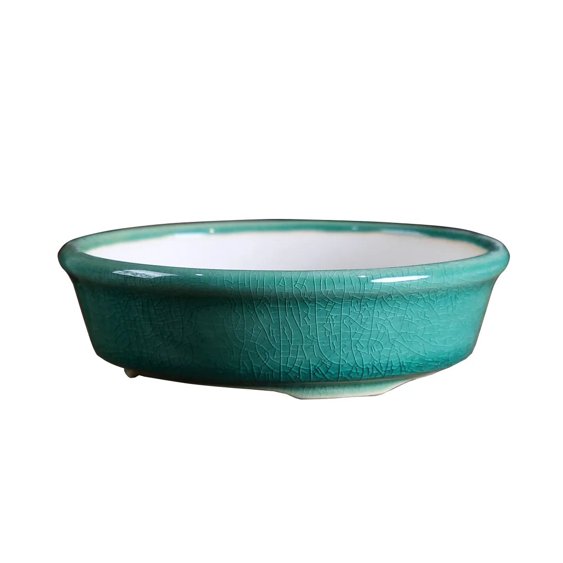 Colorful Glazed Tripedal Circle Plate Bonsai Pot,Small Flower Plants Vase,Table Breathability Garden Home Decoration